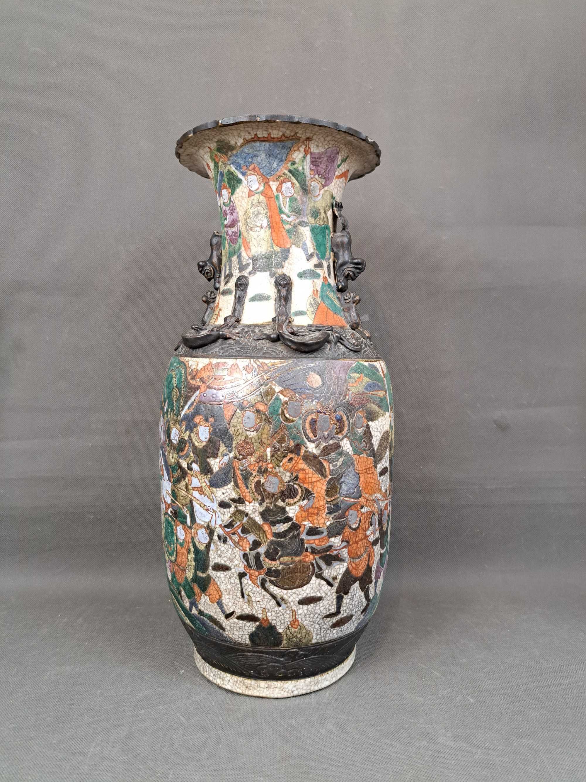 Duży wazon ceramiczny, CHINY NANKIN XIX wiek, wys. 46 cm