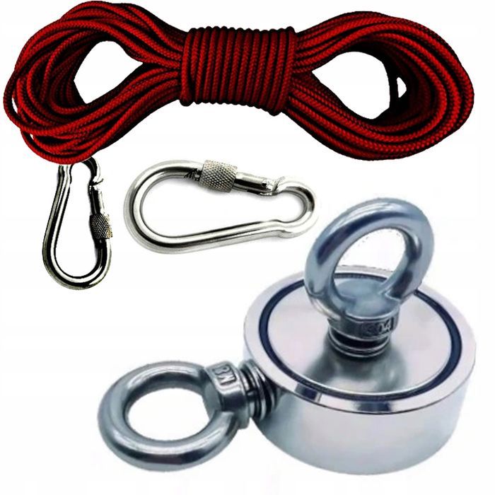 Magnes Neodymowy Uchwyt 100Kg Do Poszukiwań + Lina