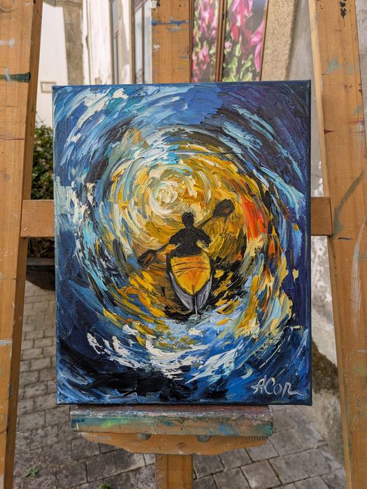Quadro pintado á óleo sobre tela, 24x30 cm