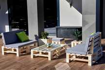 Meble ogrodowe - meble na taras / balkon - 2 kanapy + stolik
