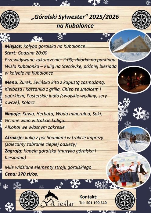 Sylwester góralski z kuligiem Wisła, Istebna