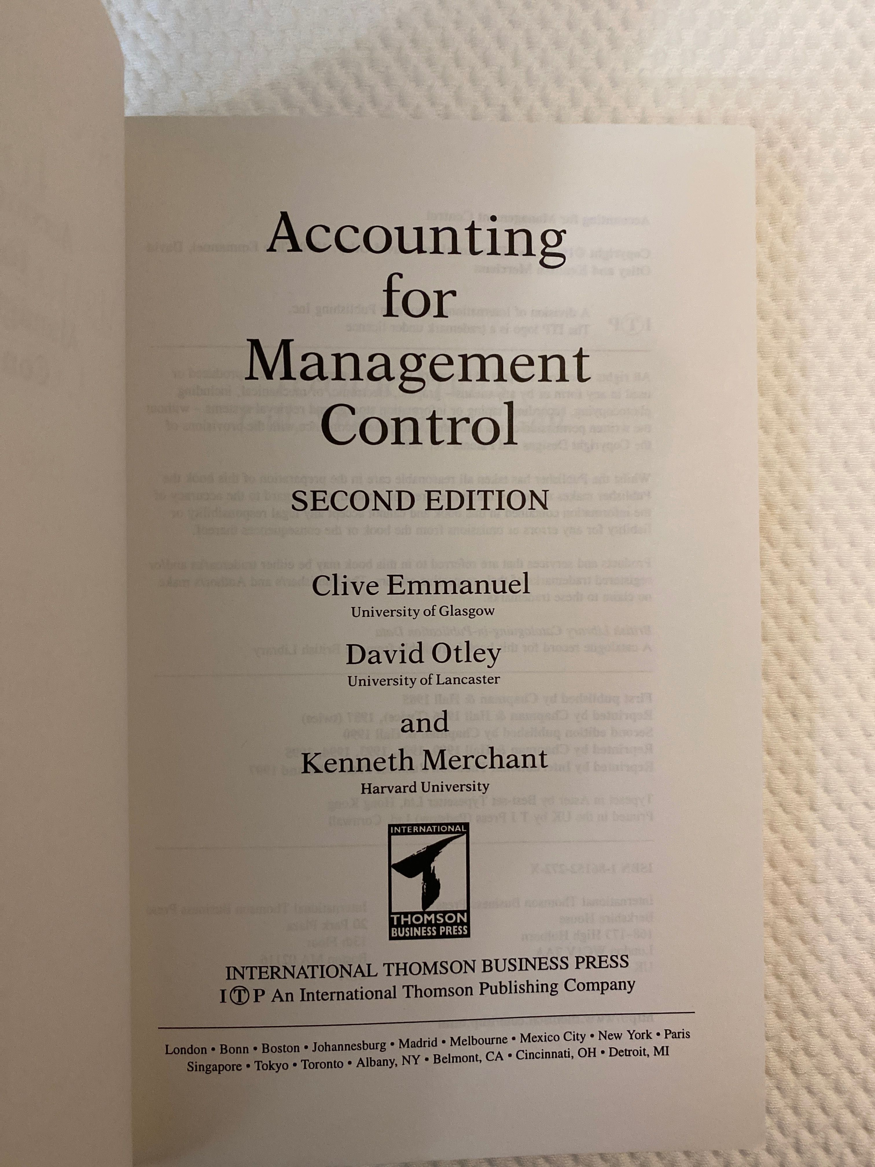 Accounting for Management Control