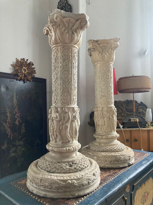 Zachwycająca para klasycznych kolumn, Art Nouveau, Francja lata 20.XXw