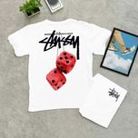 Red Fuzzy Dice Stussy — Футболка Стусси — XS S M L XL — Черная / Белая