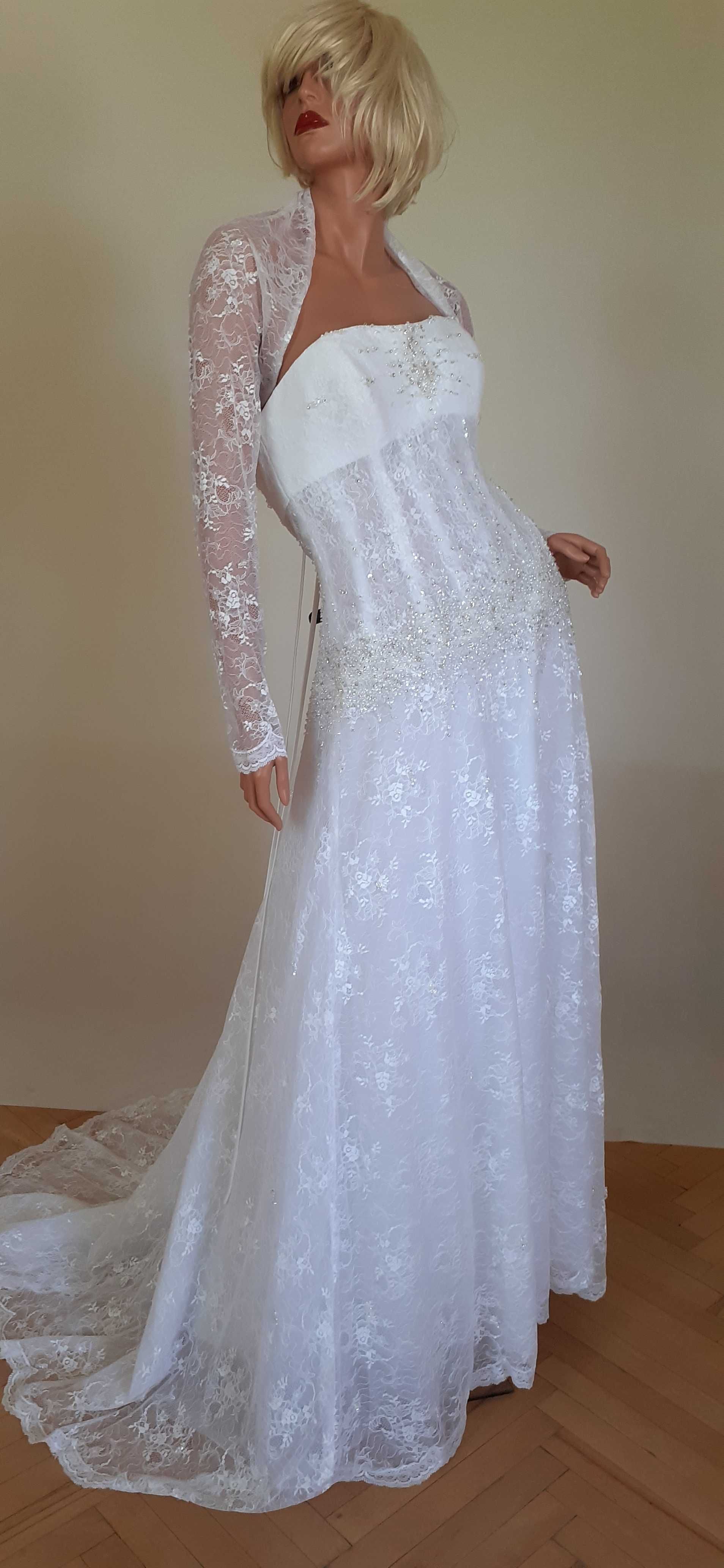 Meggie Sottero Limited Koronkowa Zdobiona Boho Suknia Ślubna XL/42/14