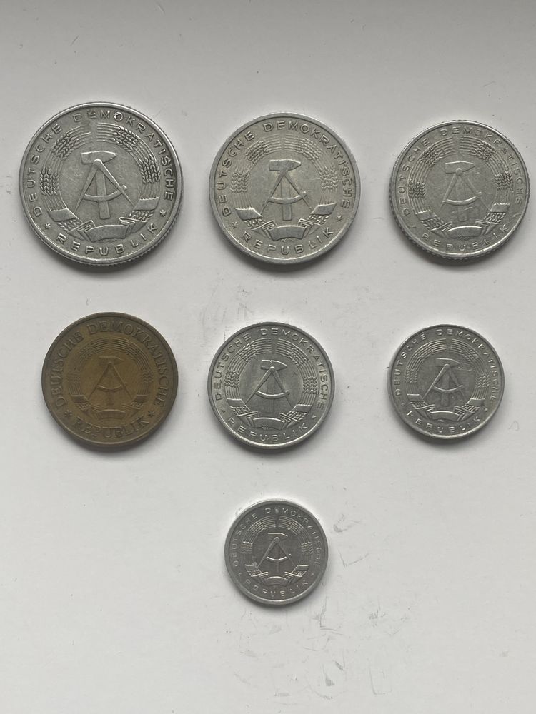Monety NRD DDR zestaw 1,5,10,20,50 pfenigów i 1,2 Marki