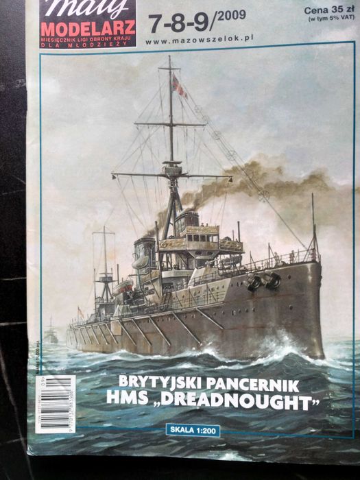 Model kartonowy HMS Drednought i niszczyciel Nowik