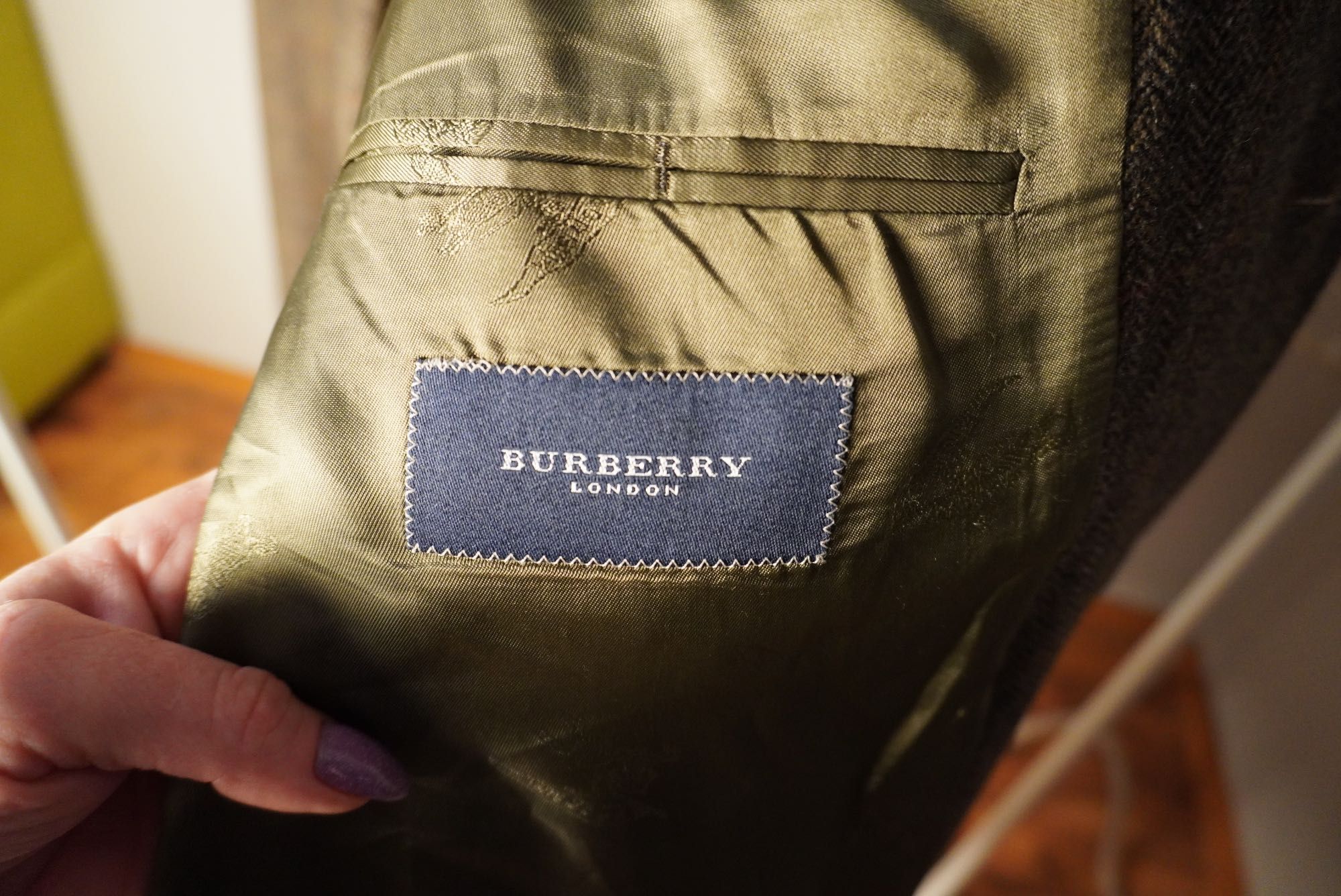 Burberry Marynarka męska kratka L/XL oversize wełna wigilia