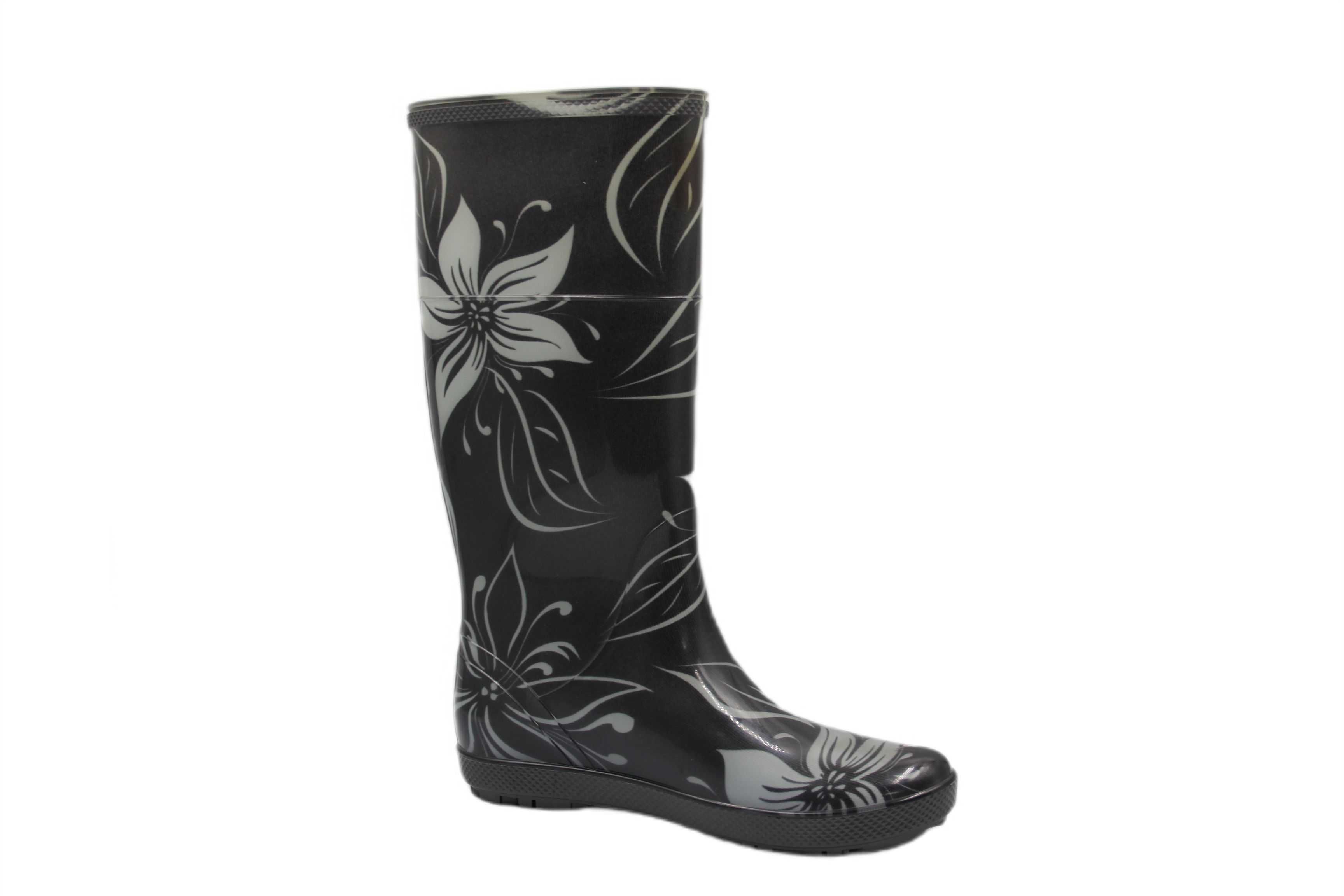 Czarne kalosze damskie w kwiaty Hawai Lady Exclusive roz 41