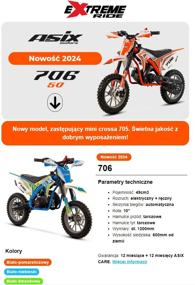 ASIX 706 50cc z ROZRUSZNIKIEM ! Premium JAKOŚĆ !