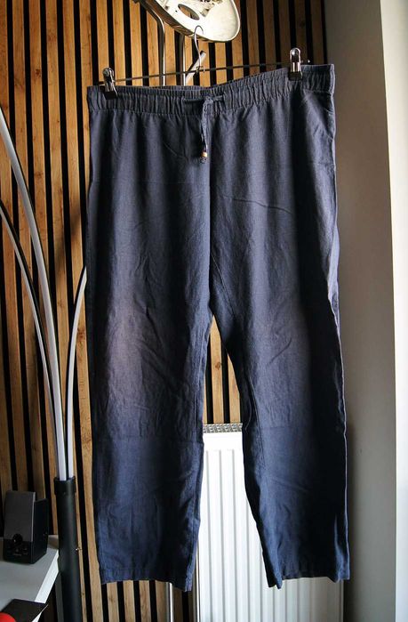 spodnie lniane na lato L/XL Esmara granat