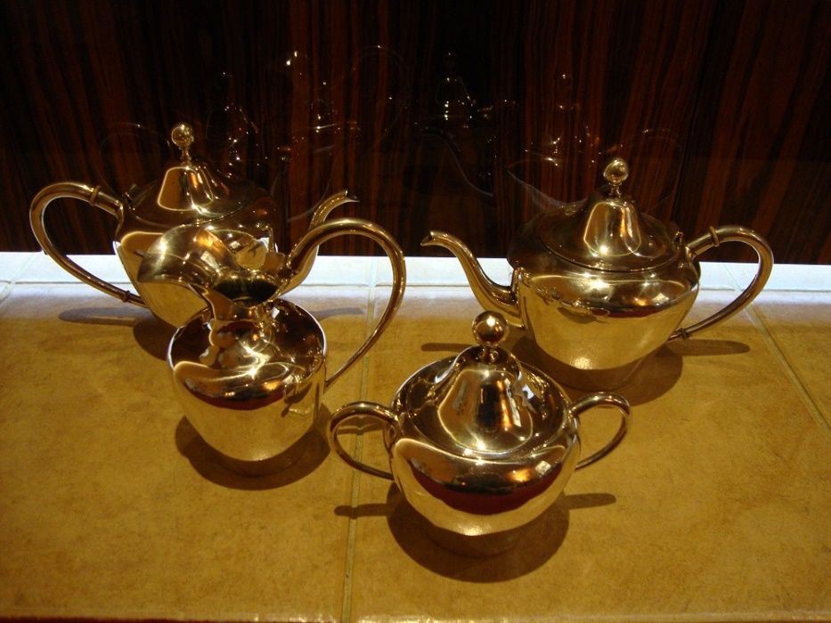 Serviço de chá e café antigo em prata portuguesa