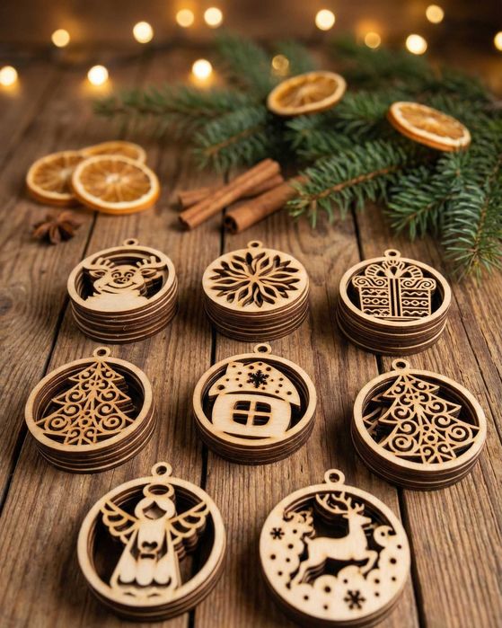 Drewniane bombki na choinkę