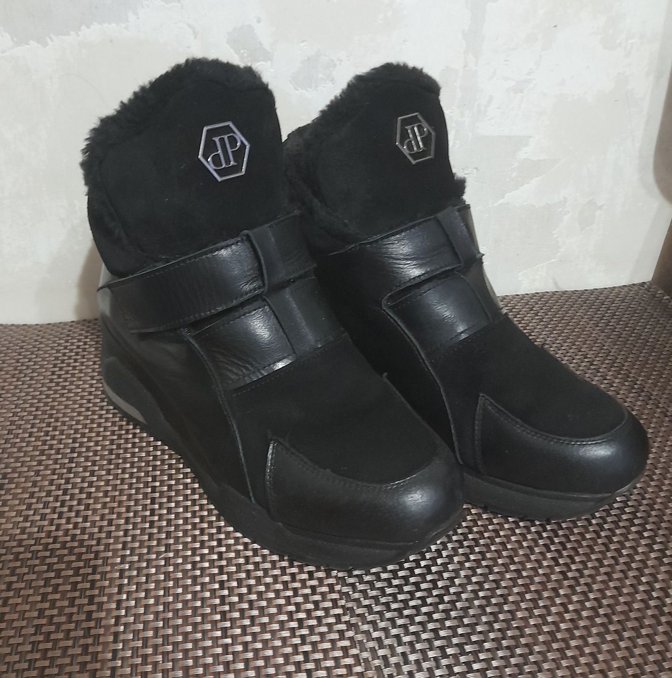 Philipp Plein зима Женские красивые ботинки с мехом кожа полуботинки