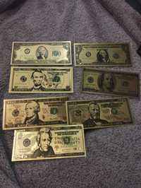 Kopia banknotów dolarów plastik pozłacane