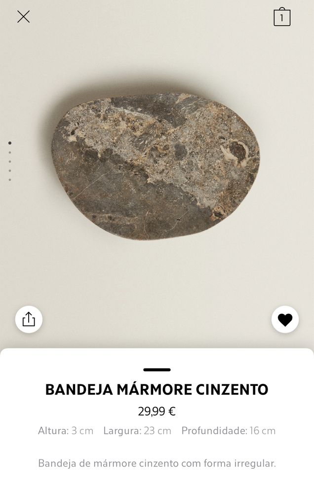 Bandeja Mármore Cinzento Zara Home NOVO