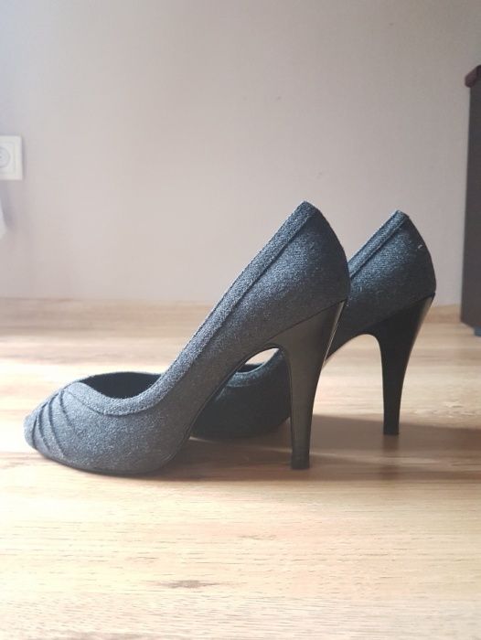 Zara basic piękne szpilki peep toe 38 - materiał NOWE