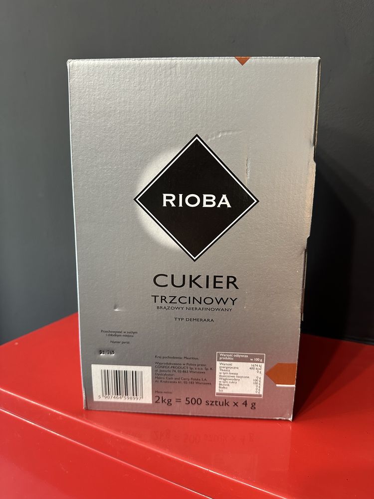 Rioba Cukier trzcinowy w saszetkach 500 sztuk x 4g