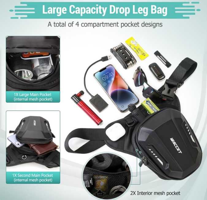 WACCET Torba na nogę udo na motocykl rower wielofunkcyjna wodoszczelna