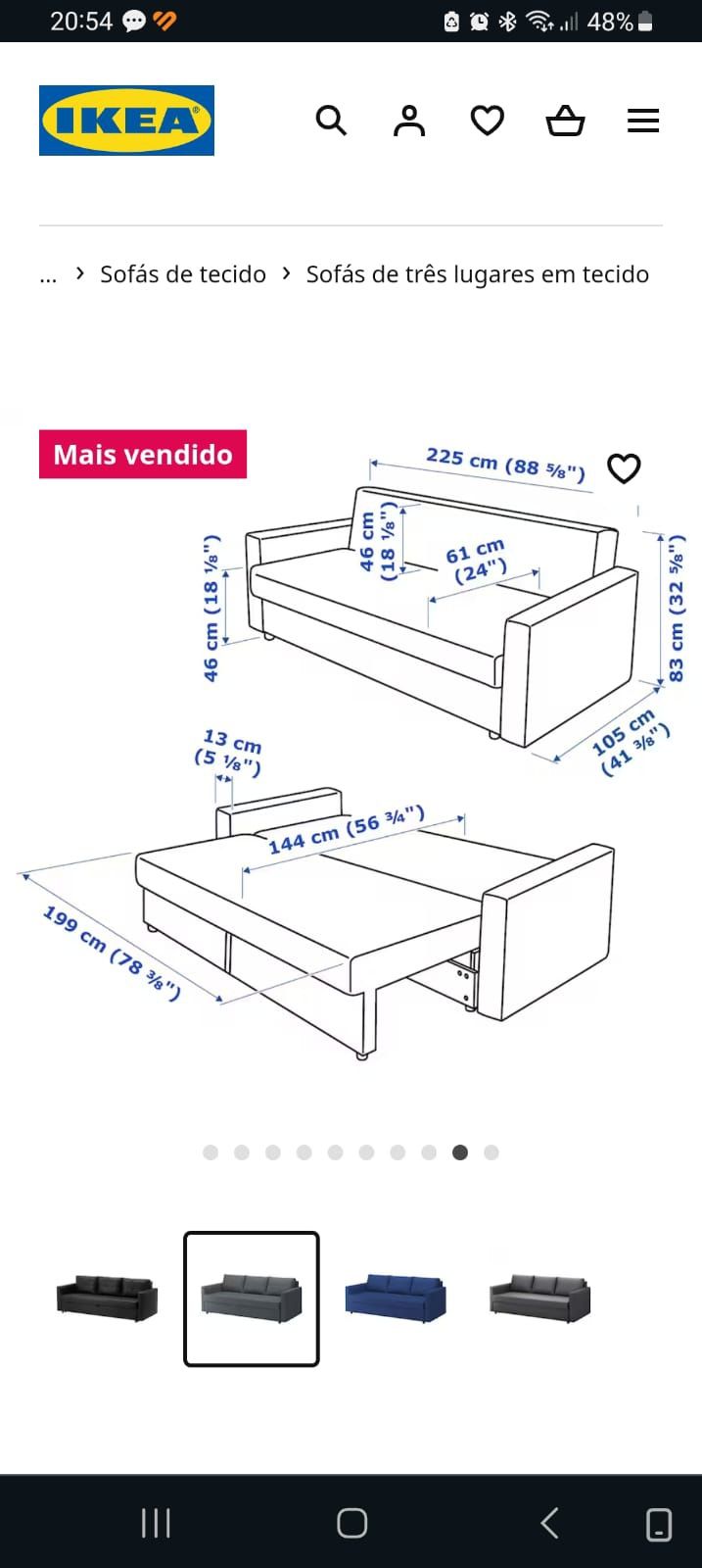 Sofá cama com arrumação IKEA