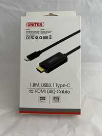 Kabel USB-C 3.1 /HDMI 4K UNITEK 1.8M - czarny