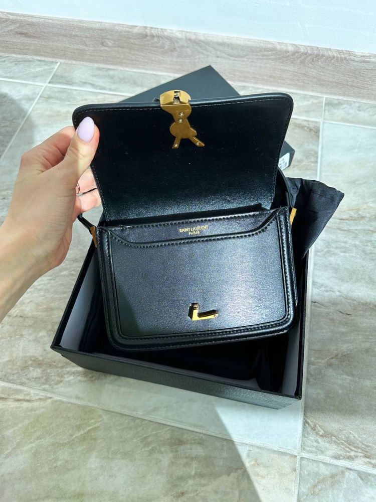 Знижка!Жіноча сумка Ysl Solferino small 19cm,чорна,Lux шкіра/Живі фото