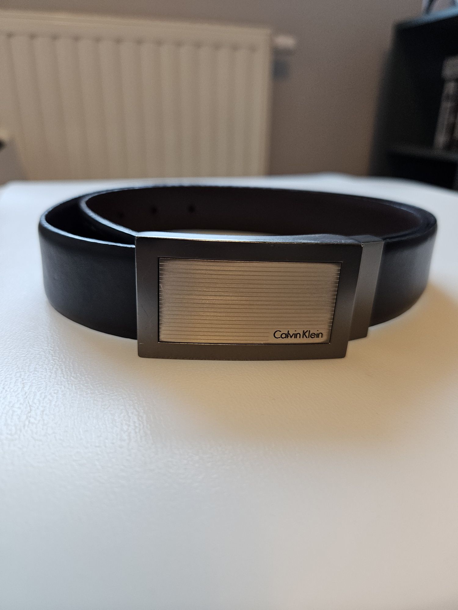 Pasek Calvin Klein dwustronny czarny-brązowy