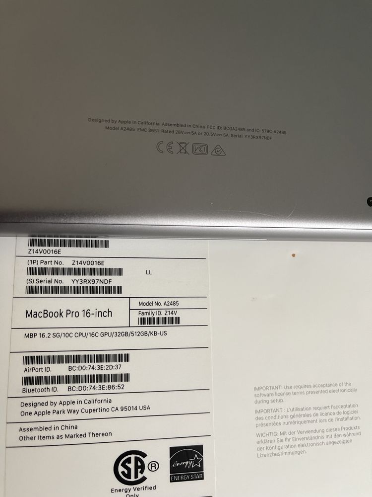 Новий потужний Macbook Pro 16" 2021 M1 Pro 32GB 500GB 16GPU 1600$