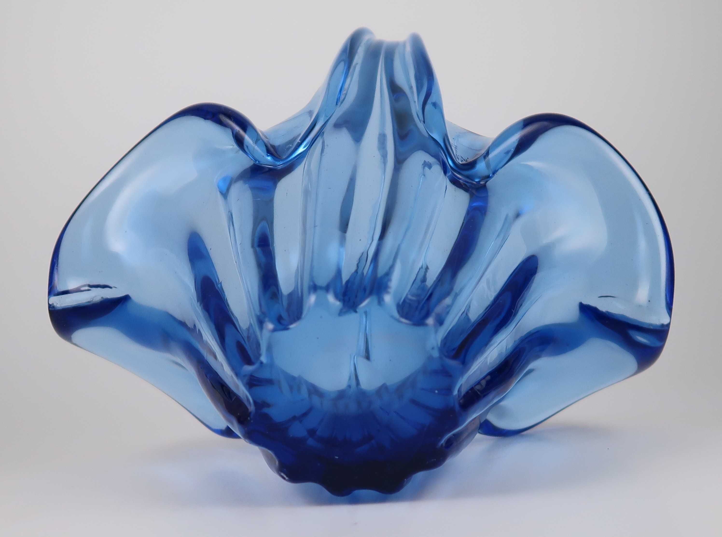 Cesta Centro de Mesa em vidro Murano azul
