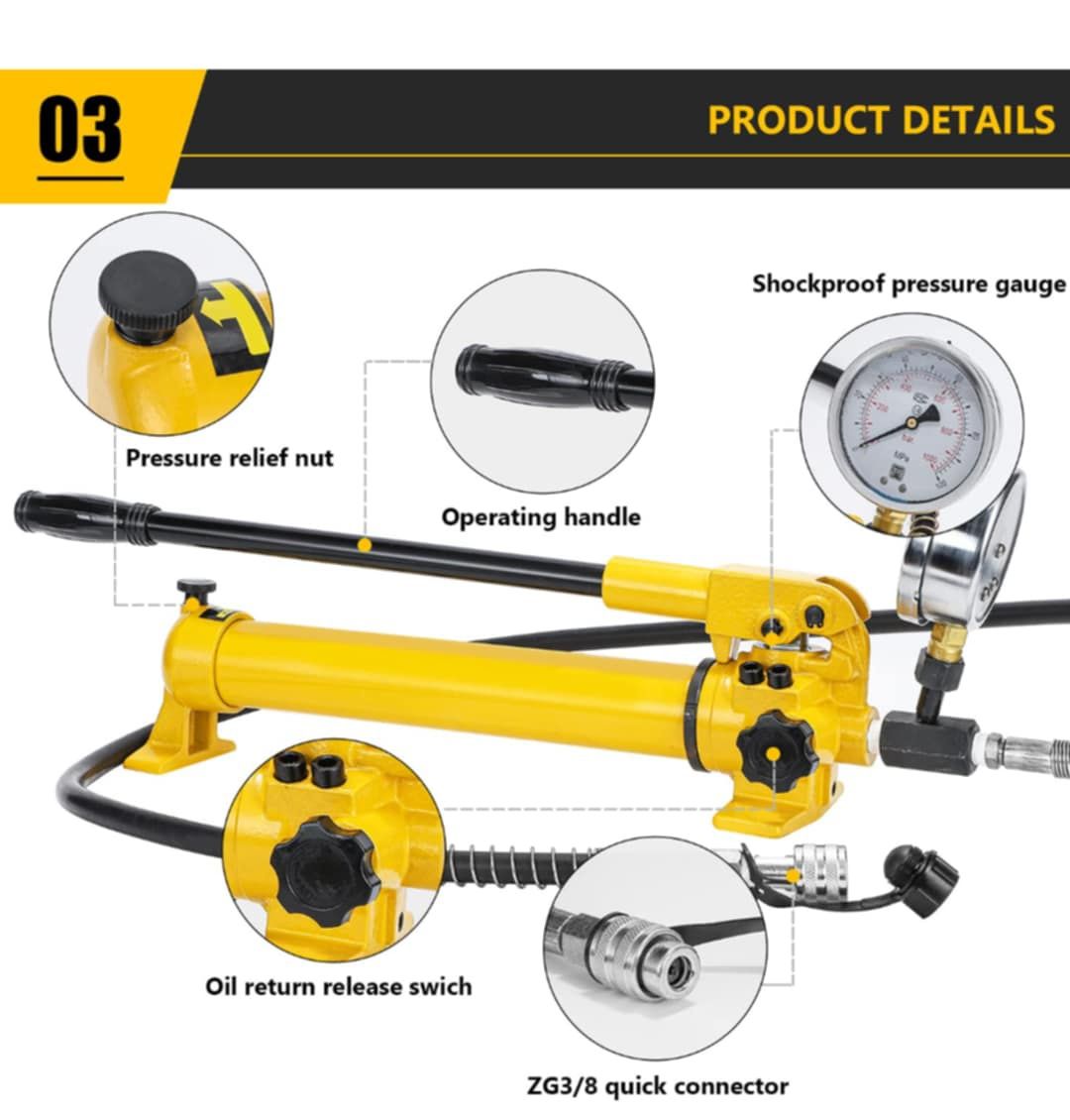 Pompa hydrauliczna ręczna CGOLDENWALL CP-700 z wężem 1,8 m