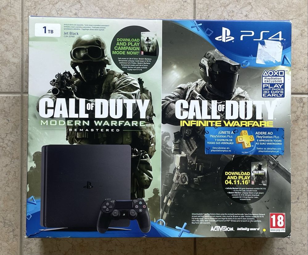 PS4 Slim (1 TB) + 2 comandos + 5 Jogos