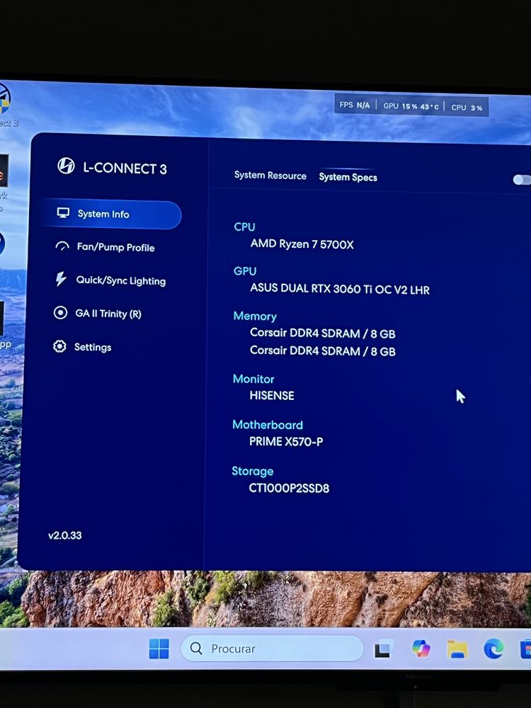 Pc Gamer Ryzen7 + Rtx 3060Ti + 16gb + 1tbM2