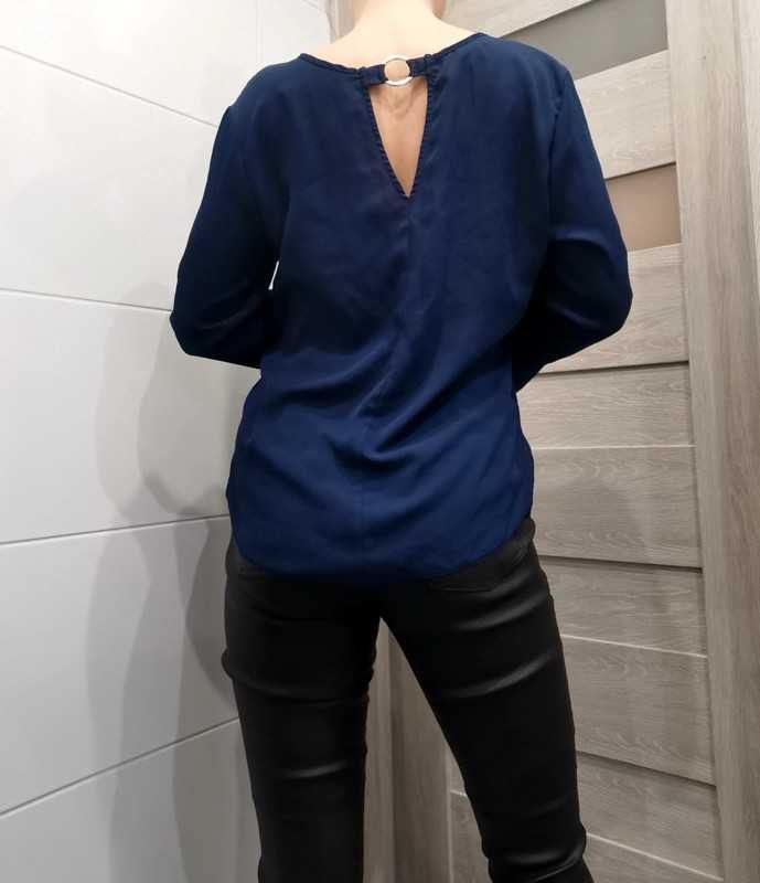 Granatowa elegancka bluzka 44 42 XXL szerokie rękawy