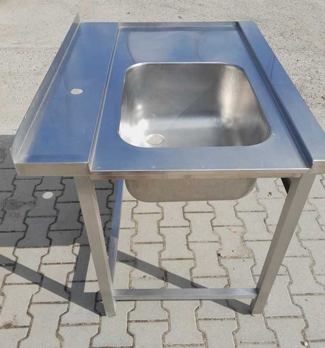Stół ze zlewem 1-komorowym, gastronomiczny, nierdzewny, MM Gastro