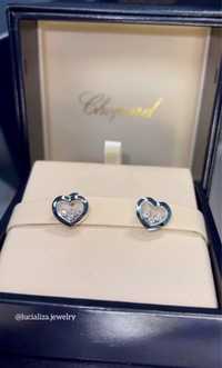 Золотые Серьги Chopard Оригинал с бриллиантами happy diamonds