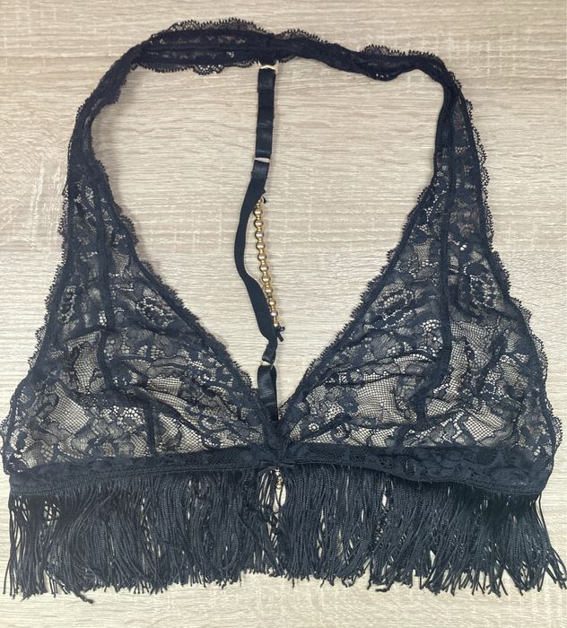 Intimissimi koronkowa czarna bielizna 80/85D zmysłowa zlote dodatki