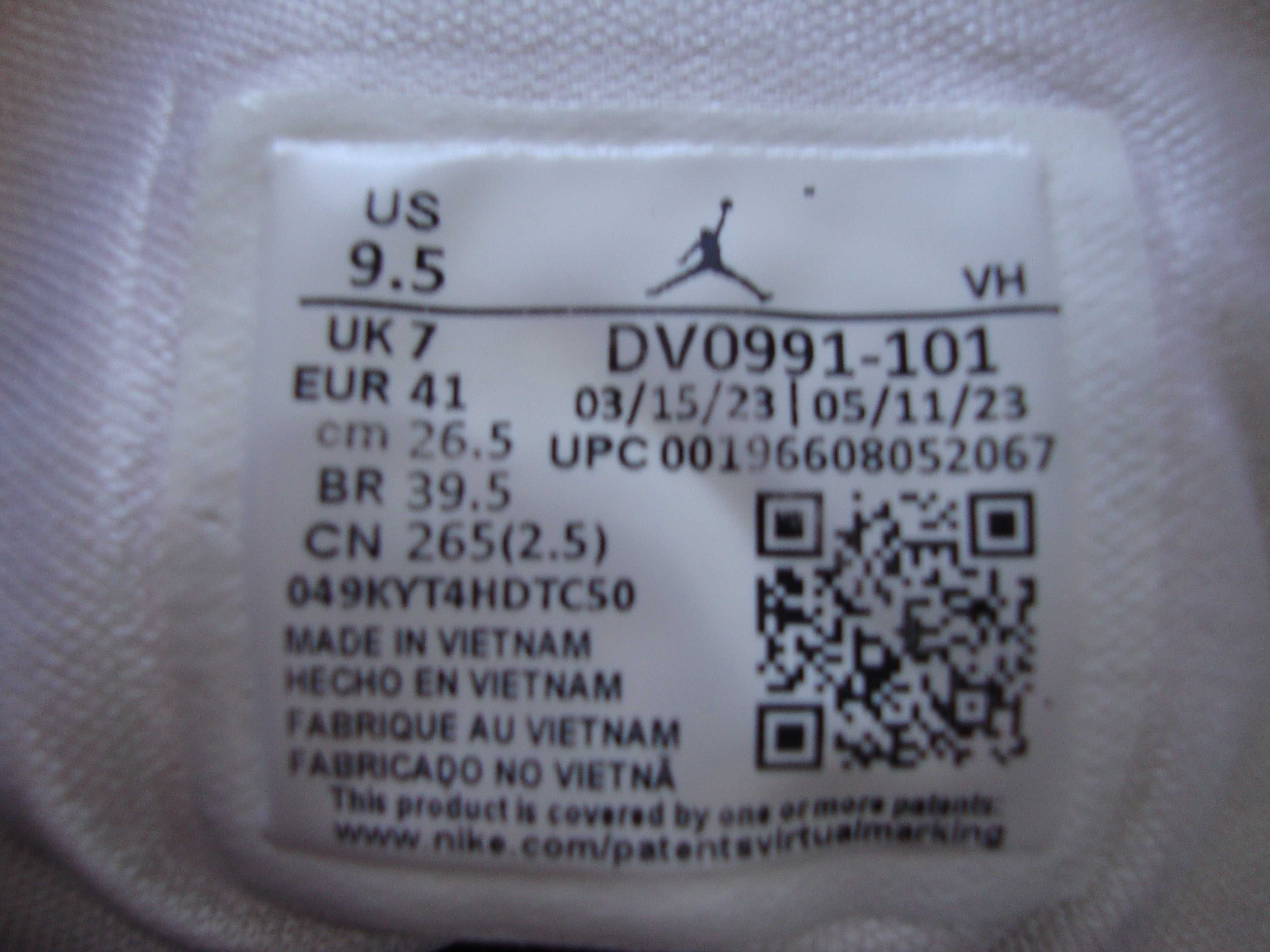 NIKE JORDAN 1 retro rozmiar 41 wkładka wewnętrzna 26,5 cm Oryginał