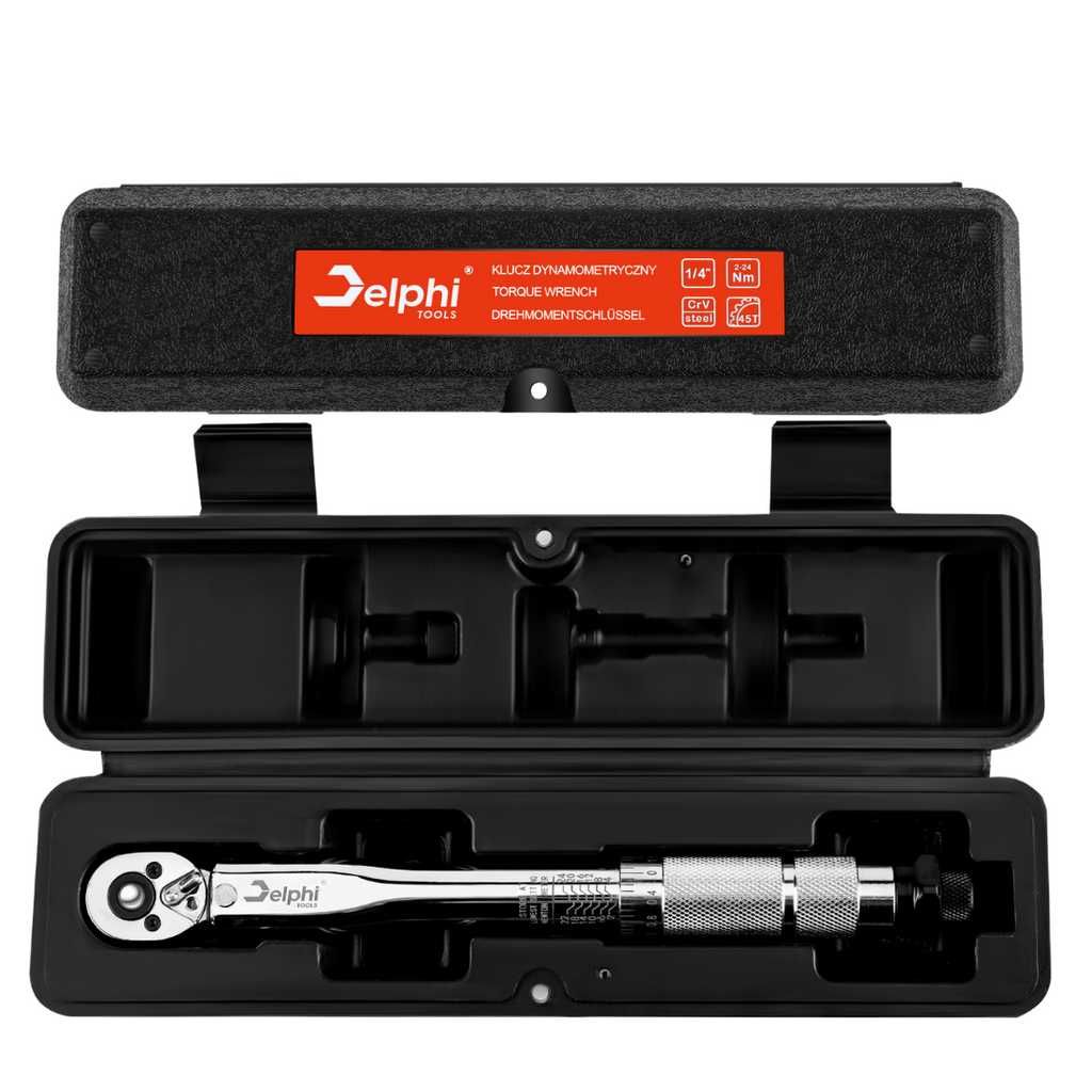 Klucz dynamometryczny Delphi 1/4” 2-24Nm CrMo + walizka