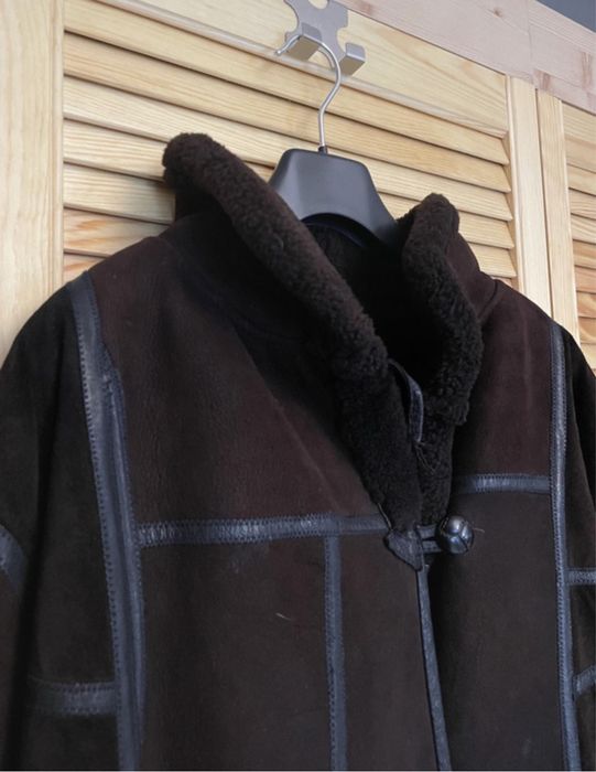 Kożuch prawdziwy uniseks czekoladowy brązowy L/XL