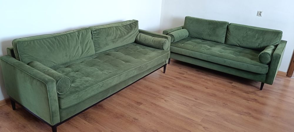 Kanapy welurowe jak  nowe dwie sztuki