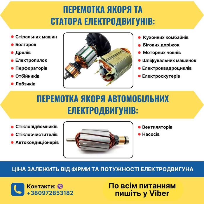 Перемотка якорів та статорів — ремонт електродвигунів