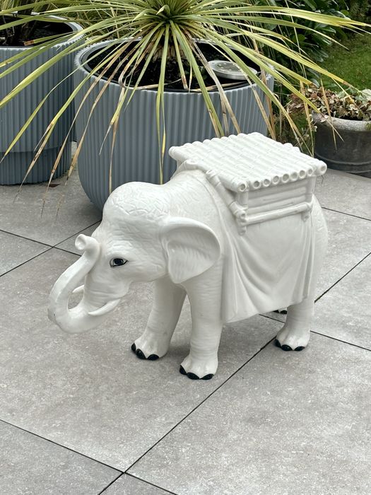 Piedestał ceramiczny Słoń kwietnik Bassano Włochy lata 1960te Unikat
