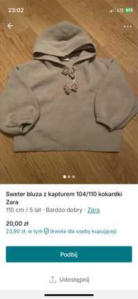 Bluza z kapturem sweter kokardki zara 110 bez