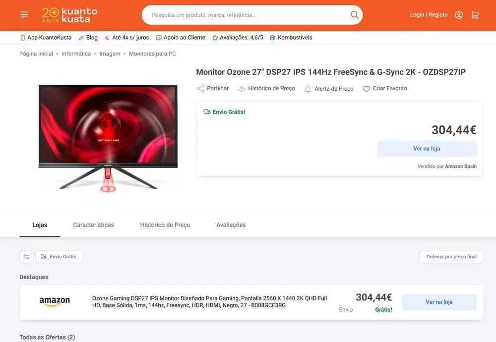 monitor gaming ozone DSP27 - 27" ips QHD - 144HZ - 1MS