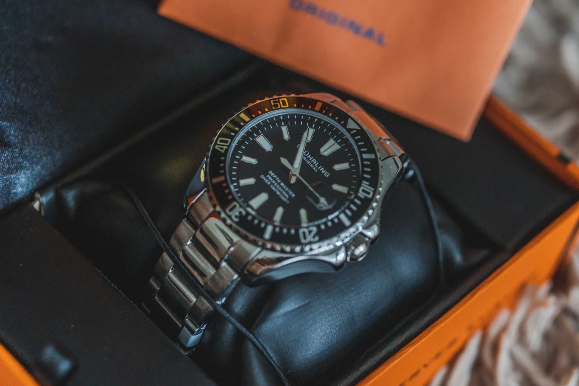 Nowy Zegarek Stührling Original Depthmaster 3950A Diver czarny