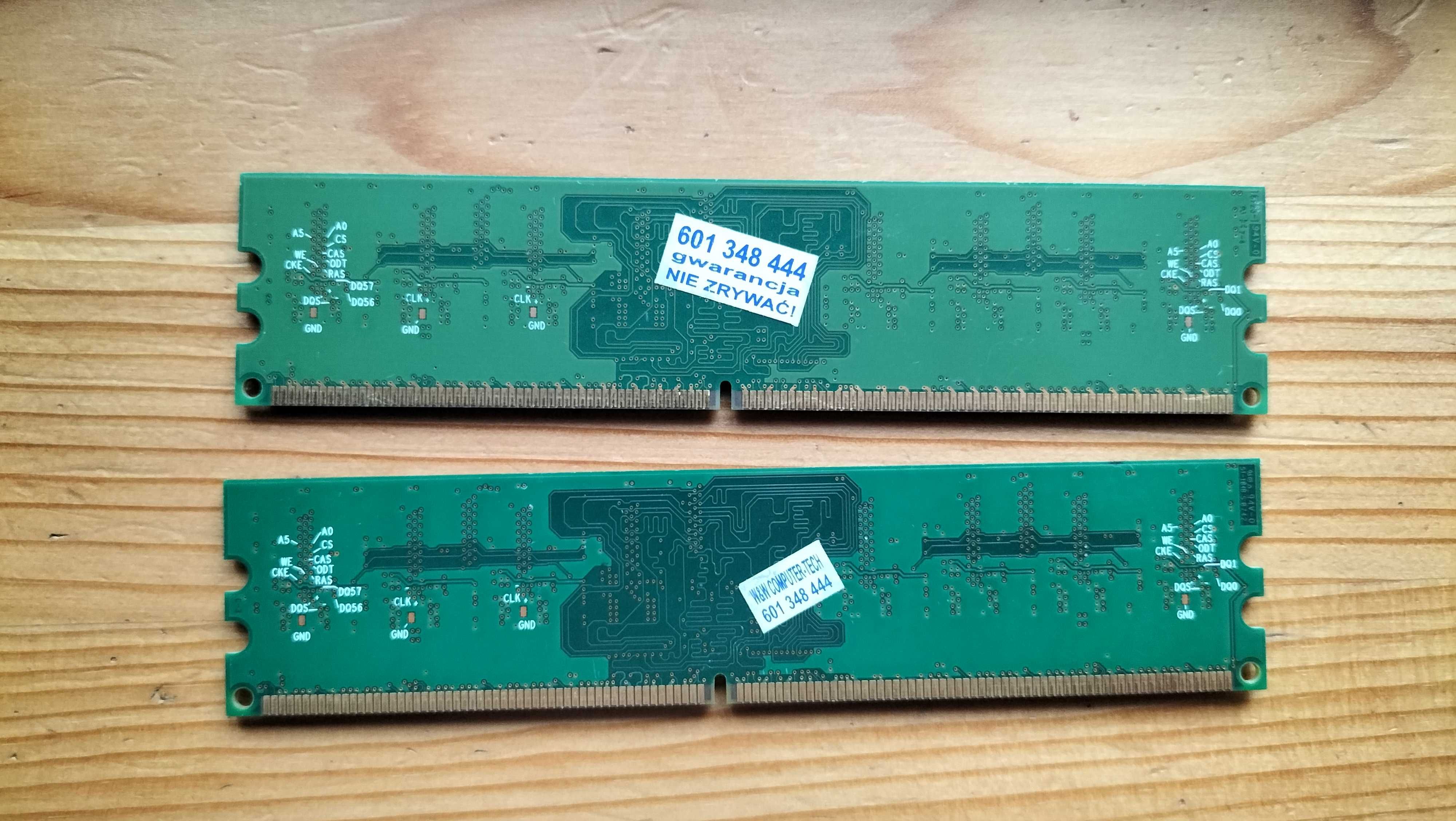 Pamięć RAM | PC-3200, PC-2700, PC-5300 | kości po 512MB - DDR, DDR2