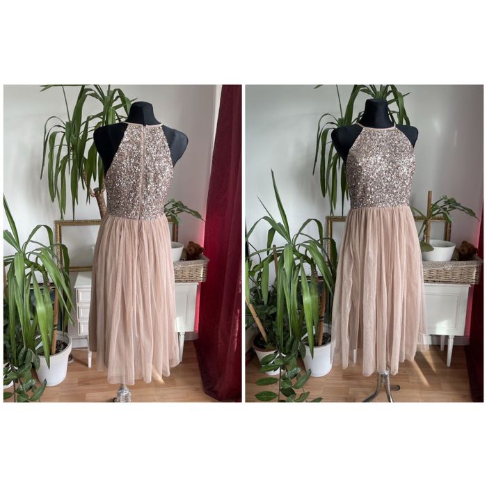 cekinowa tiulowa sukienka midi maya deluxe 48 4 xl  50 5 xl  zdobiona