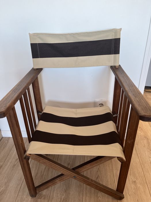 Cadeira dobrável exterior de lona vintage