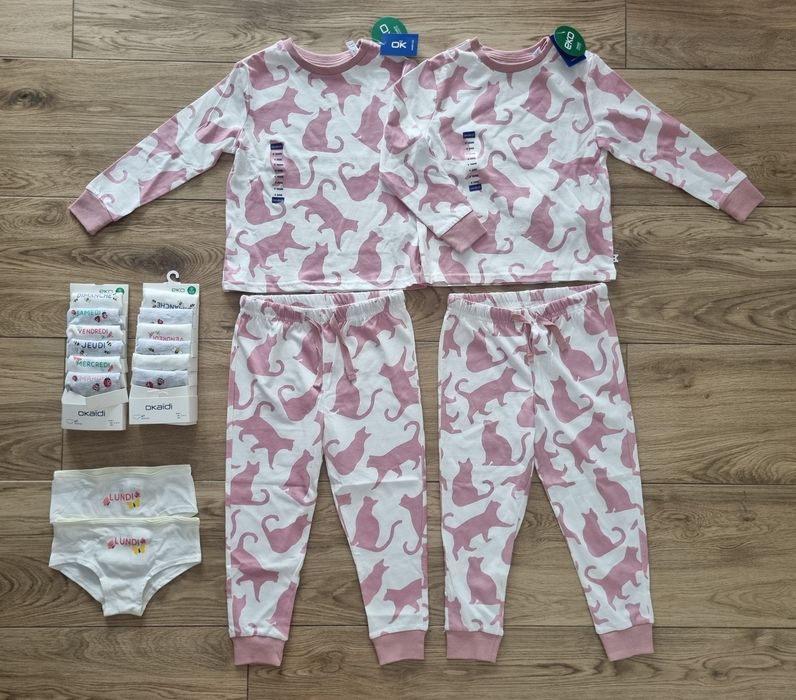 2 x Piżama dwuczęściowa długi rękaw rozm. 104 / Okaidi / Bliźniaczki