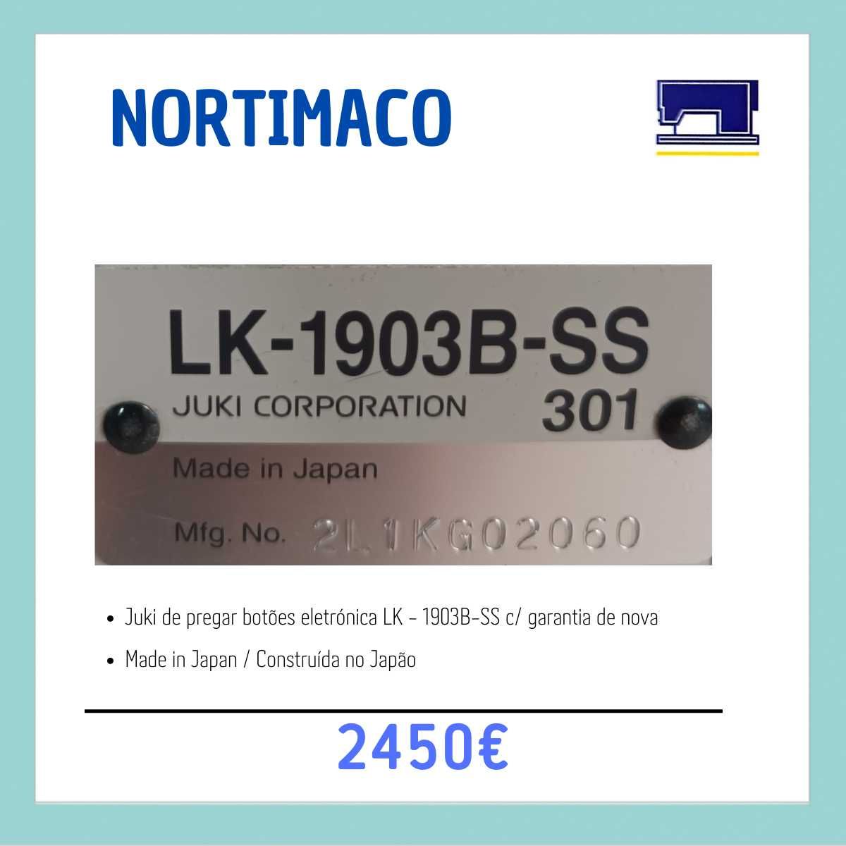 Juki de Pregar Botões Eletrónica - LK 1903B-SS c/ garantia de nova.